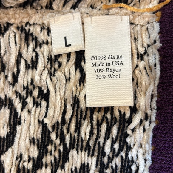 VINTAGE DIA CHENILLE, CARDIGAN SWEATER Abstract Floral Print Size Large - Picture 8 of 11